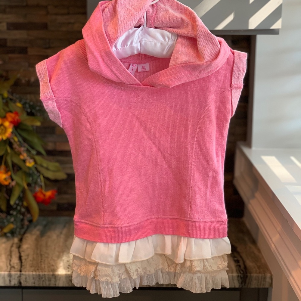 Girls 4T pink hoodie with ruffles